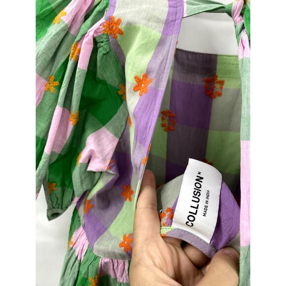 ASOS collusion gingham colorful tiered dress - Picture 5 of 9